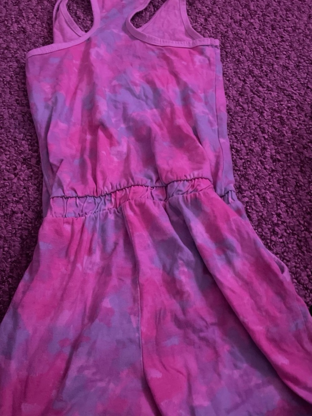 Girls Pink Purple Tie-Dye Knit Romper